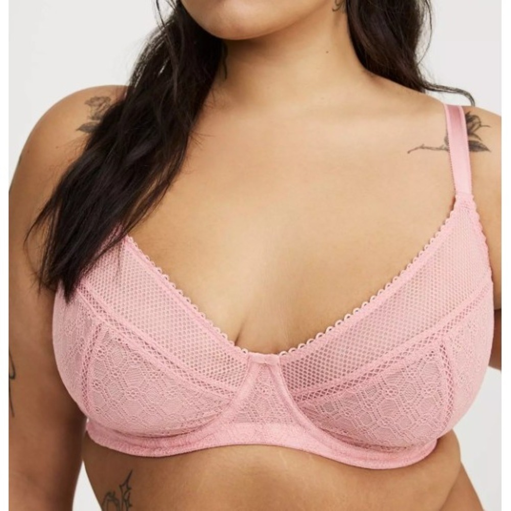 NWT Torrid Unlined‎ Full Coverage Straight Back Bra Bridal Rose Pink Size 44DDD